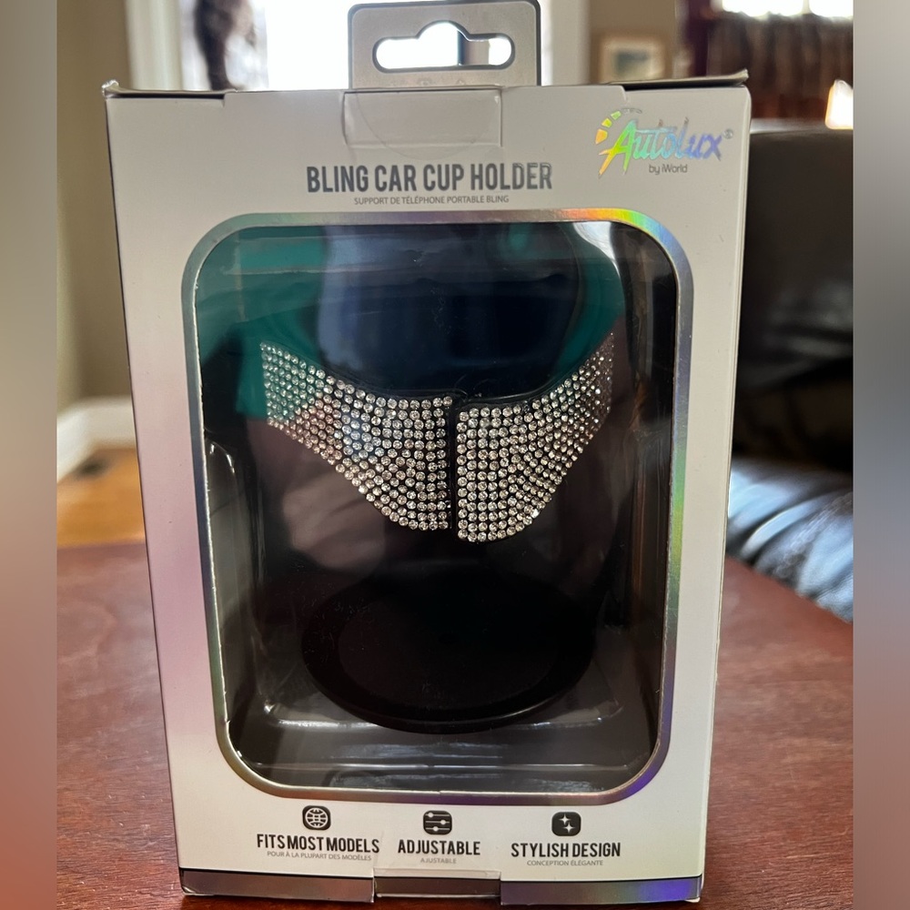 Bling Car Cup Holder Rhinestone Air Vent Adjustable Cup Holder Silver NIB